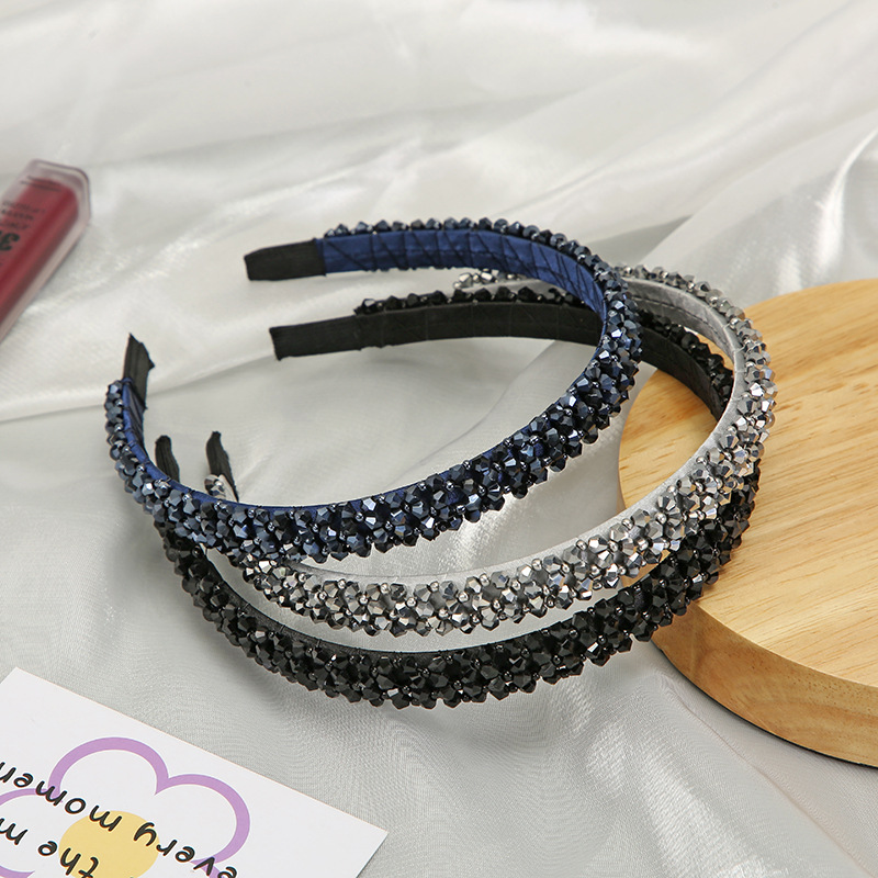 European and American cross-border water diamond sponge hair bundles, hair bands, retro beaded wide-edge crystal, Baroque headbands, hair clips, hair accessories, and other hair accessories Specification image