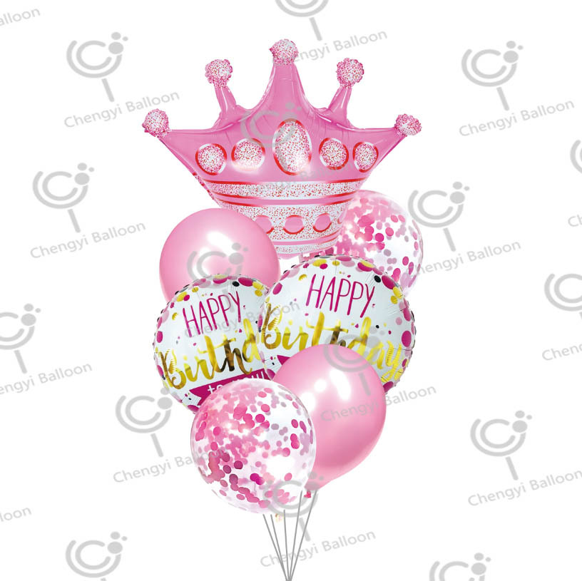 Cross-border new Crown happybirthday Birthday theme party decoration aluminum film balloon set Item Picture