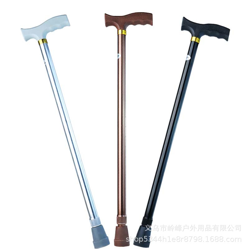 跨境铝合金登山杖 老人伸缩拐杖加粗 2节防滑便携手杖 拐棍批发