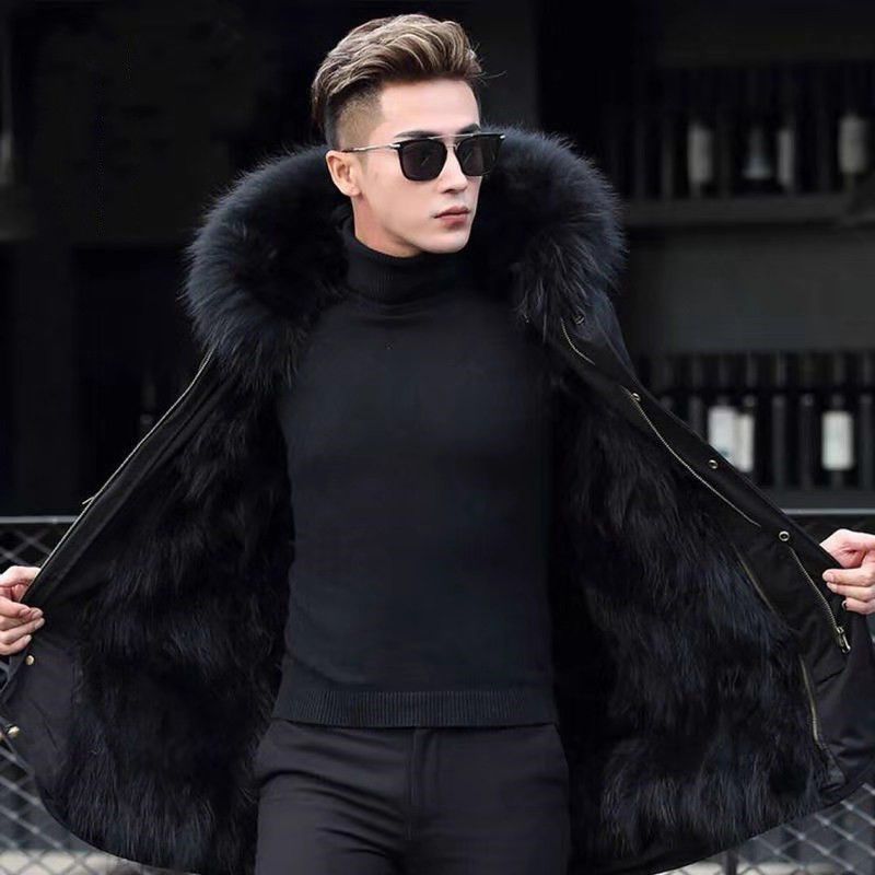 Patrick's 2023 new men's winter Dad men's coat with thickened and large-sized faux fur coat Specification image