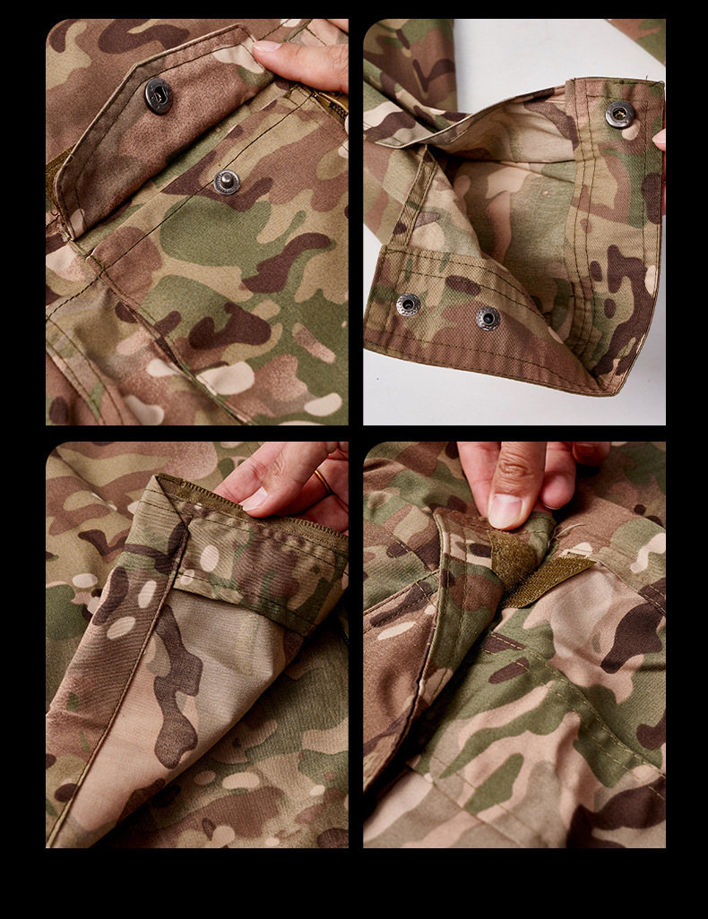跨境迷彩服套装男军迷作训练服网格抗撕裂劳保服户外野战术服套装详情13