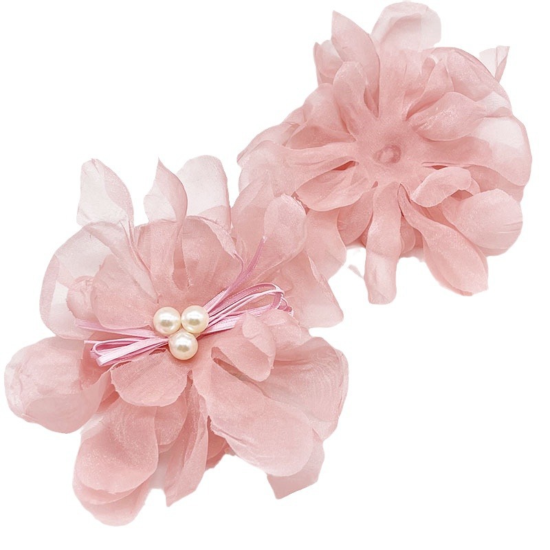 diy organza flower accessories, bows, ribbons, handcrafted pearl organza flower hair accessories, clothing accessories, flower accessories Item Picture