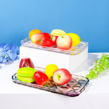 简约单层果盘彩色透明果盘零食坚果小吃盘圆形塑料干果盘糖果盘