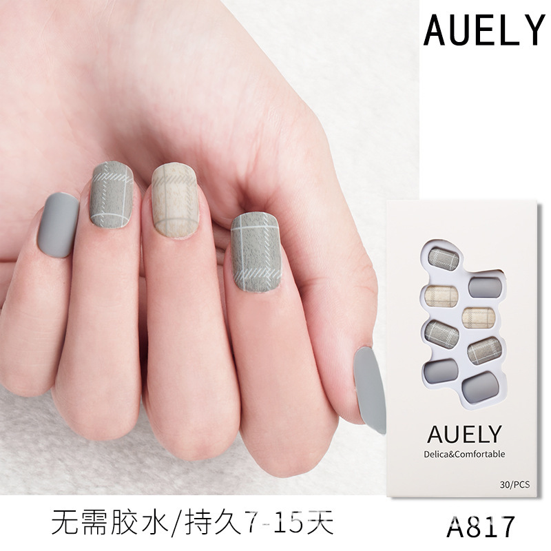 Wholesale and customization of wearable nail art, finished wearable nail art pieces, wholesale of detachable patches, short square heads, 30 pieces, exclusively for export Specification image