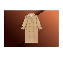 High luxury British khaki medium long double row horn button lapel women's trench coat