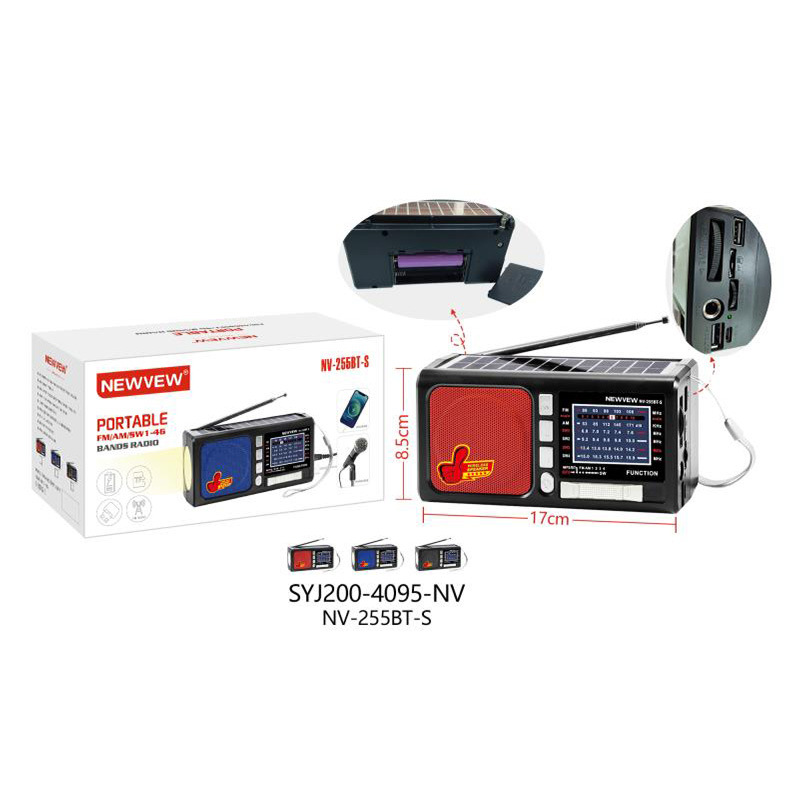 Portable Solar Radio With Light Card Mini Player Bluetooth Small Speaker Nv-255Bt-S Item Picture