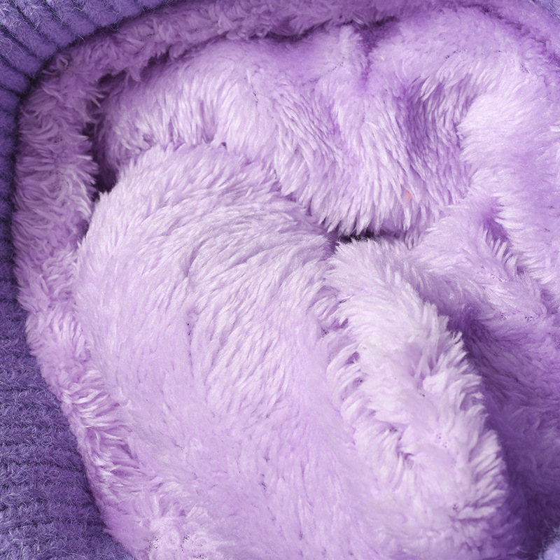 Europe And The United States Autumn And Winter With Hairball Women Outdoor Warm Thick Cold Hat Cross-Border Beanie Plus Fleece Knitted Woolen Hat Wholesale Specification drawing