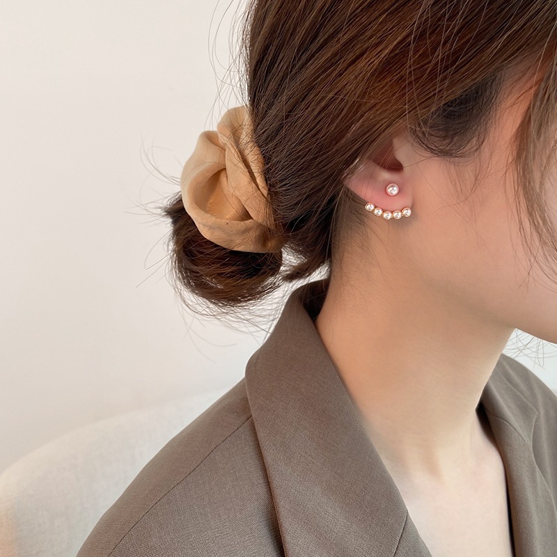 925银针安娜同款韩版东大门珍珠耳钉女 一款两戴耳饰 包耳垂耳环
