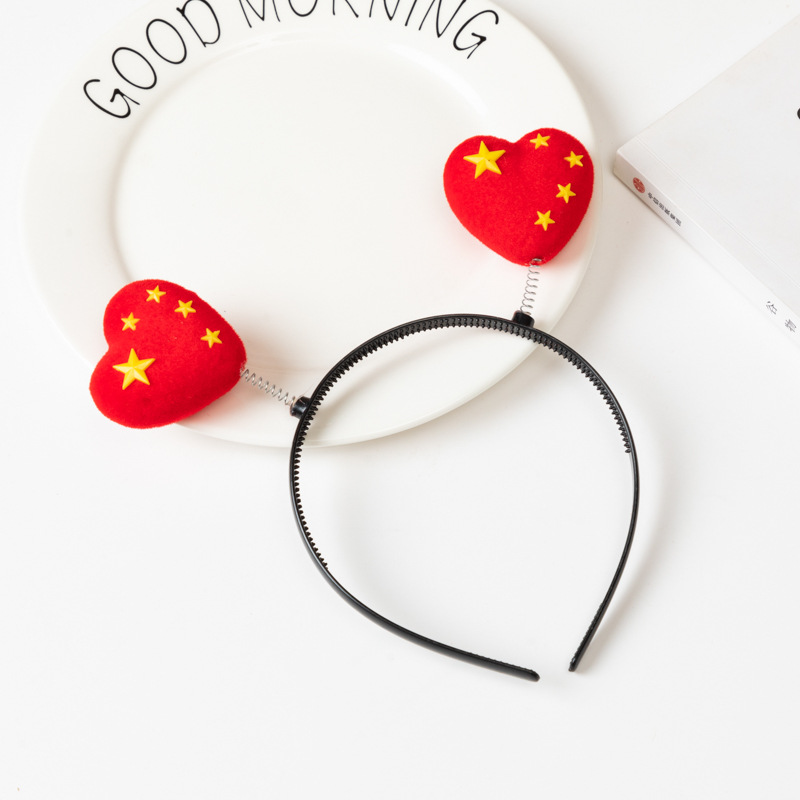 National Day love hair bands, children's hair clips, national flag hair clips, Five-starred Red Flag headwear, cute hair accessories, five-pointed stars, National Day Item Picture