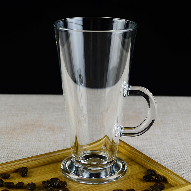 欧式无铅钢化玻璃咖啡杯家用牛奶杯子拿铁分层创意带把玻璃杯批发图