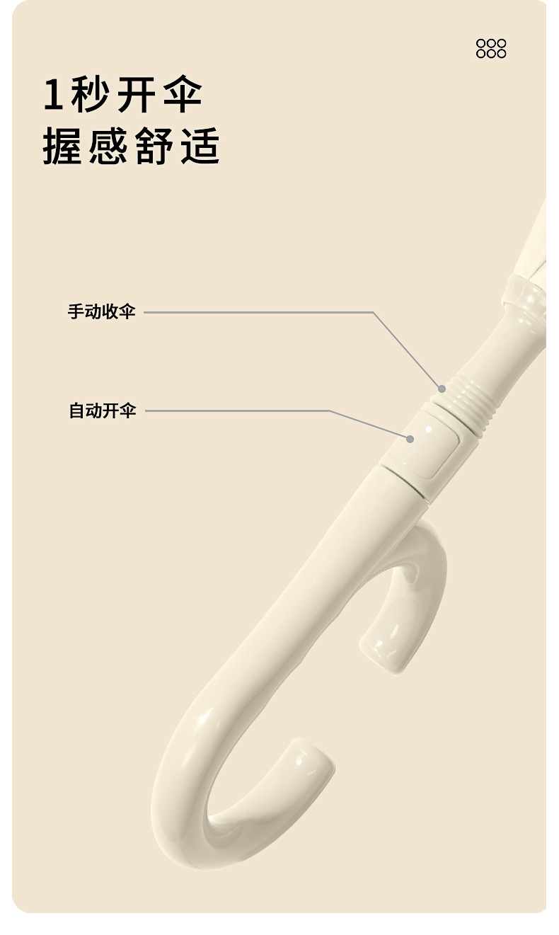 双层配色自动C型车载反向伞雨伞女晴雨两用长柄大号抗风暴雨专用详情9