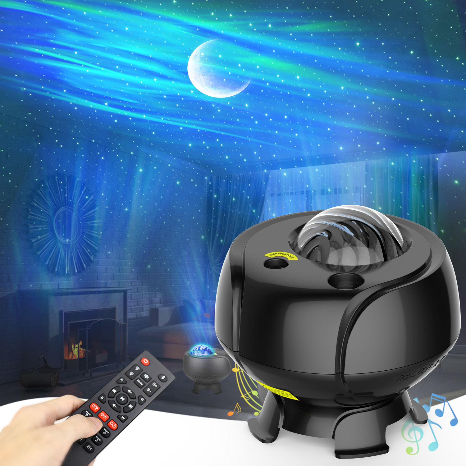 Aurora borealis ambient light, cross-border water ripple Bluetooth speaker, bedroom projection light, birthday gift, starry sky light, night light