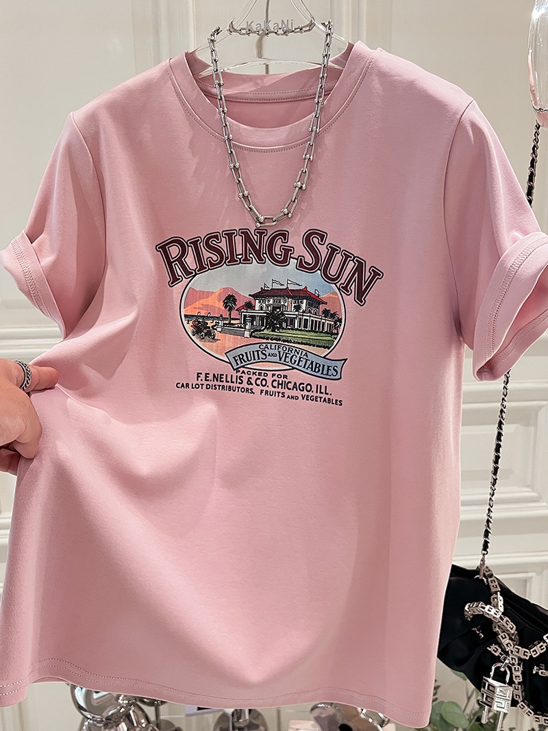 欧货大版纯棉短袖t恤女2024夏季新款大码女装遮肚上衣藏肉宽松潮