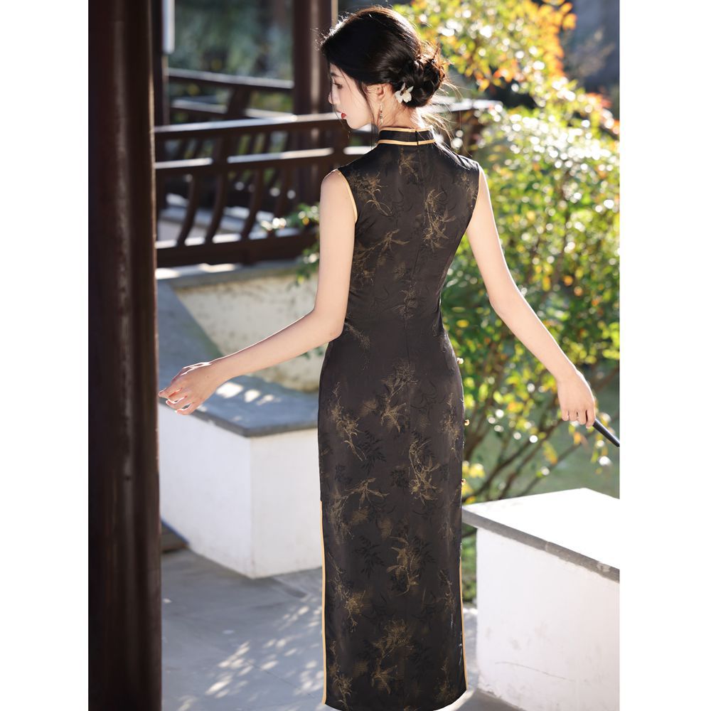 National Trend - Beijia's sleeveless Girl Cheongsam Exudes a sense of sophistication and slimming in summer. Long Modified cheongsam dress from the Republic of China era 9566 Specification image