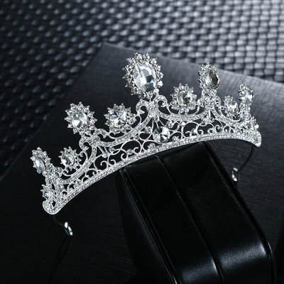 European and American bride crown Baroque diamond alloy luxury large crown wedding crown headdress cross-border headband hair ornaments thumbnail
