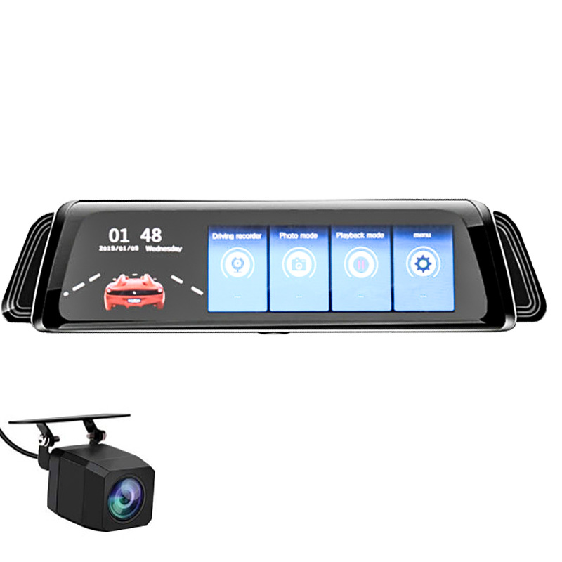 Cross-border 10-inch car rearview mirror streaming media dashcam, high-definition front and rear reversing camera dual lenses Application Scenario