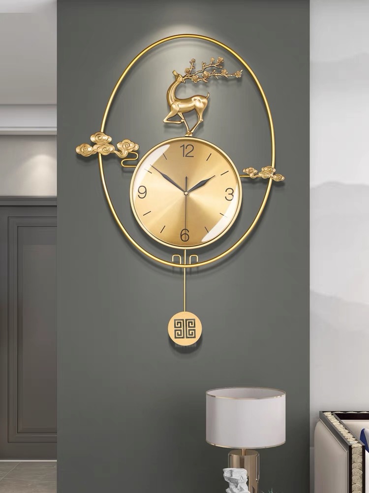 New Chinese Pure Copper Wall Clock Light Luxury Living Room Clock Home Fashion Atmosphere Creative Personality Decorative Clock Wall Table