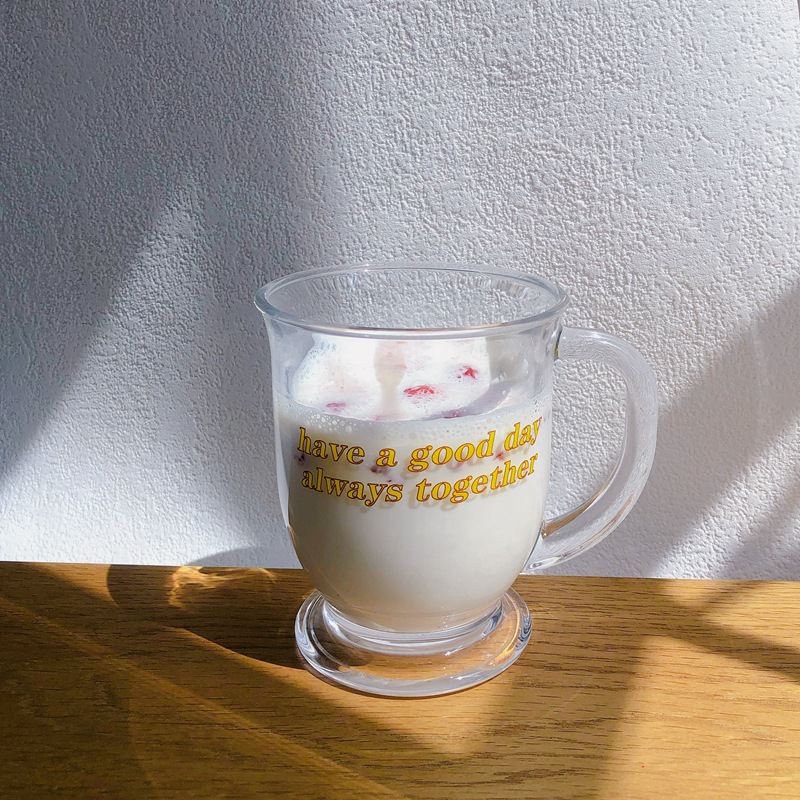 日韩ins风简约奶茶杯带把玻璃杯大容量果汁杯少女心字母杯子可爱详情图2