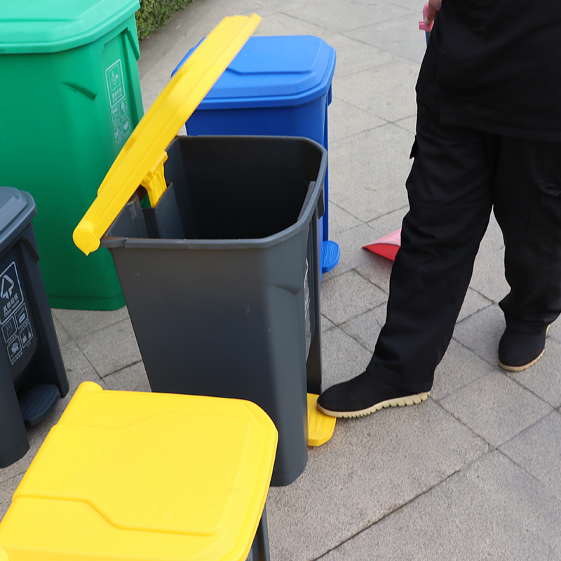 加工定制塑料垃圾桶加厚黄色医疗带盖医院诊所分类脚踏垃圾桶详情图3