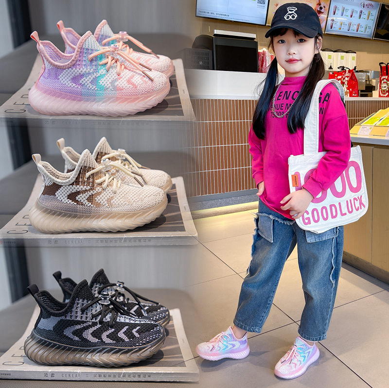 Spring And Autumn Children's Coconut Shoes Boys Breathable Net Shoes 2024 New Girls Sports Shoes Baby Flying Knitting Running Shoes Application Scenario