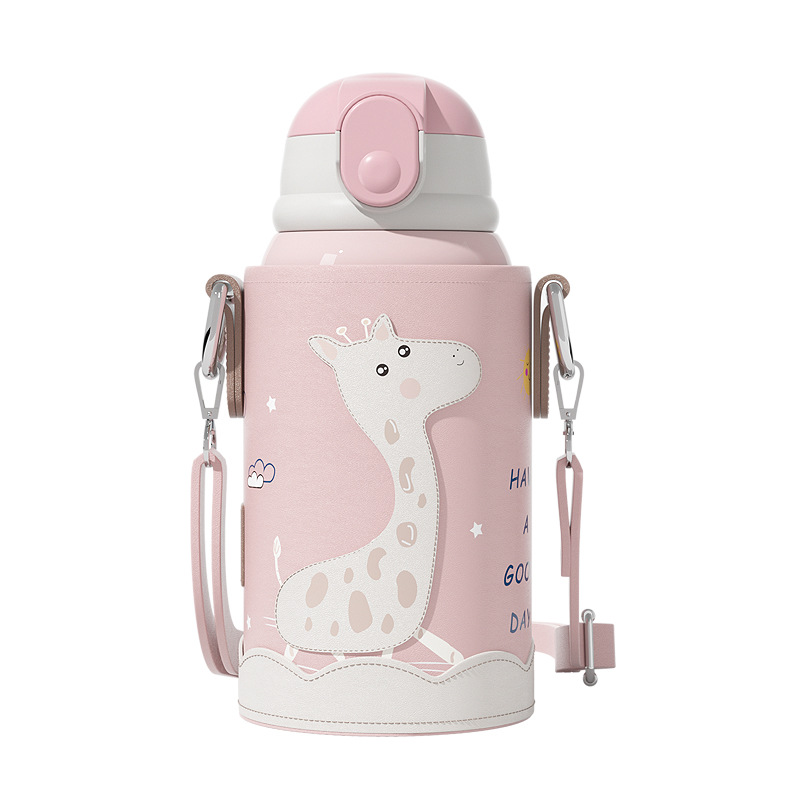 Children's Smart Thermos Cup Antibacterial Stainless Steel Water Cup Kindergarten Cartoon Pocket Cup Set Children's Pot Straw Cup Item Picture