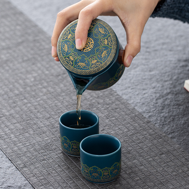 Tea set, home living room gift box, modern and simple kung fu ceramic teapot, tea tray and tea cup complete set Specification image
