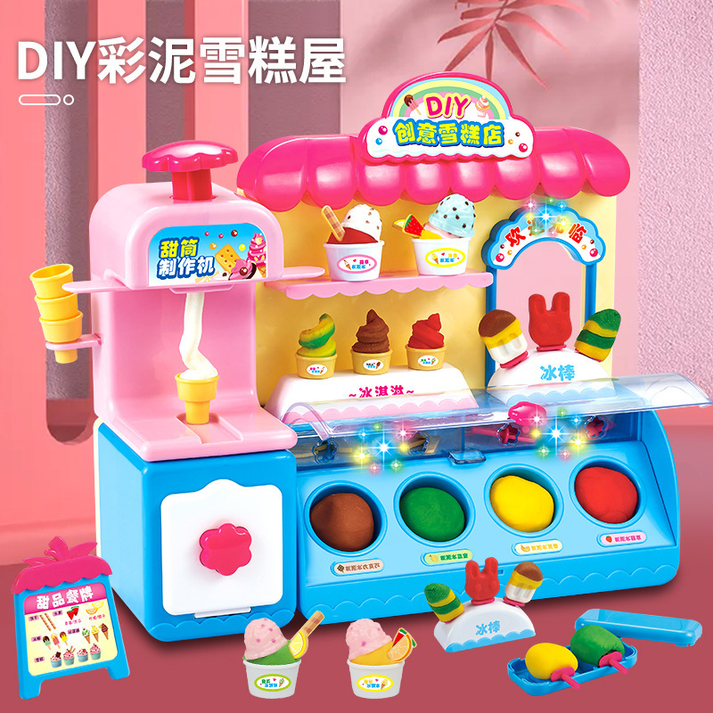 Niños pasar inicio juguetes color puré casa de helados tienda de helados helados ideas helados conos paletas moldes de plastilina