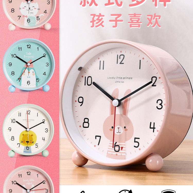 Desktop alarm clock, children's clock, study girl's desk, silent 2024, primary school students' wake-up full Application Scenario