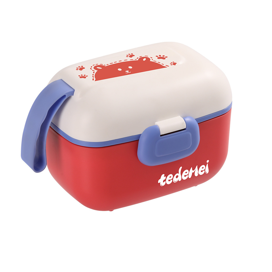 Portable children's complementary food box, lunch box, high appearance level, milk powder box with spoon, sealed snack lunch box, double-layer covered fruit box Item Picture