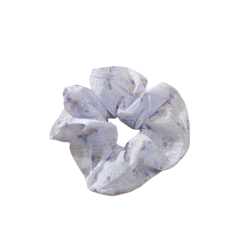 Korean headwear, large intestine hair band, retro French hair tie, Changchun flower basket, purple checkered flower large intestine hair band wholesale Item Picture