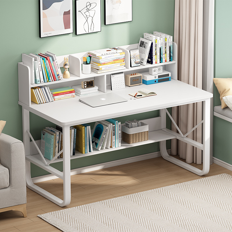 Simple home computer desk, junior high school student desk, bookshelf integrated desk, small-sized bedroom, student writing desk, study desk