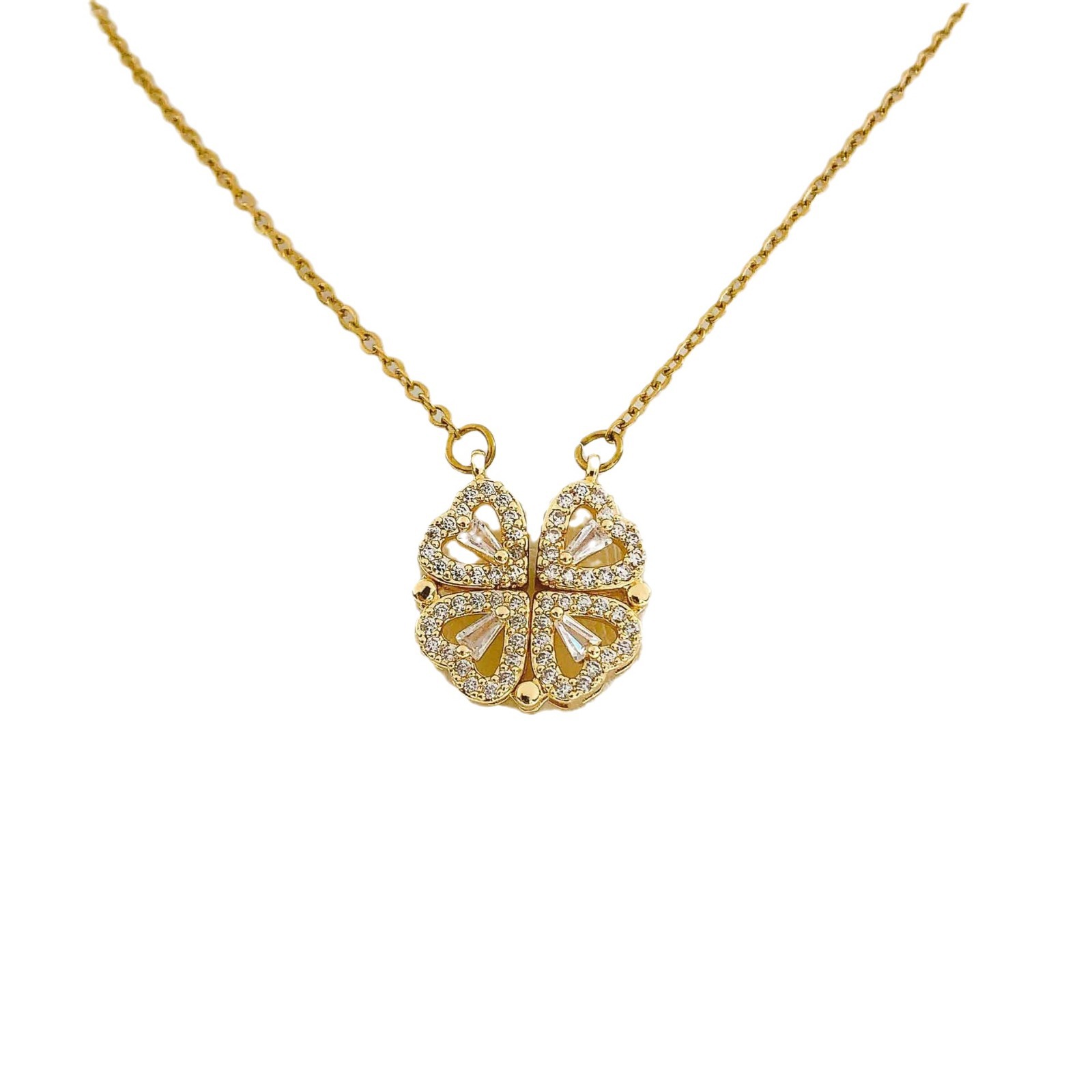 Necklace Jewelry Female Magnet Necklace Open And Close Four-Leaf Flower Niche High-Grade Sense Of Non-Fading Titanium Steel Necklace Love Necklace Item Picture