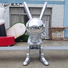 商场网红robbi月光太空兔子玻璃钢酒吧KTV潮牌摆件IP模型雕塑厂家