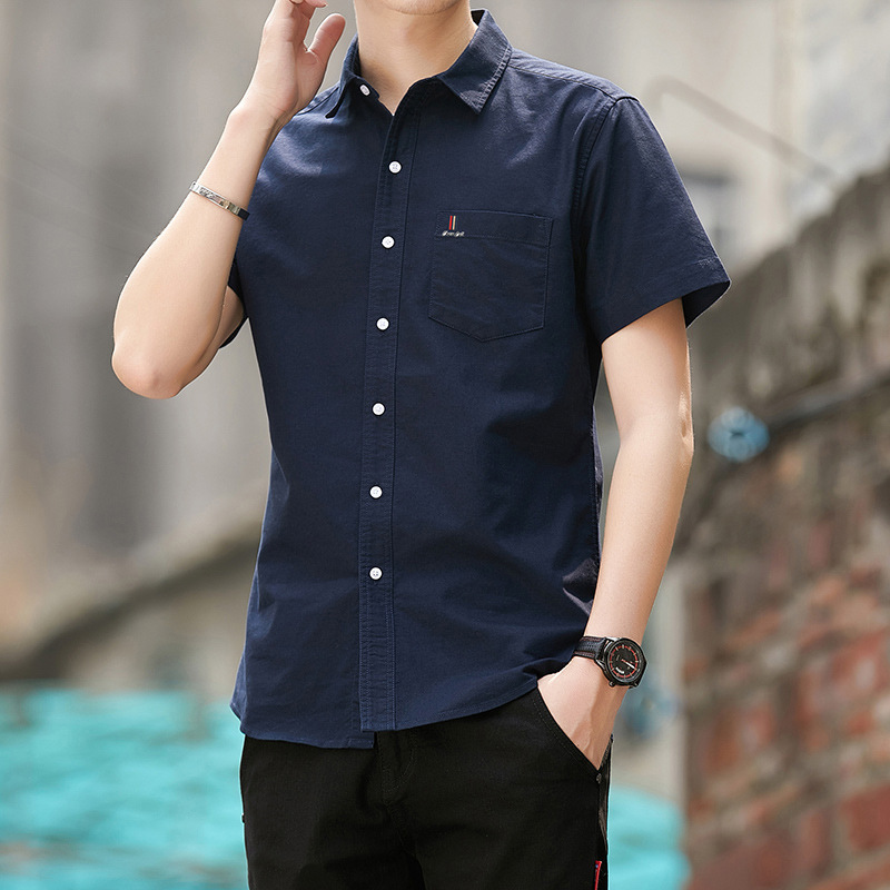 Men's short-sleeved shirts for summer, new Korean-style casual shirts for young men, Oxford fabric men's inch, direct supply from the manufacturer details Picture
