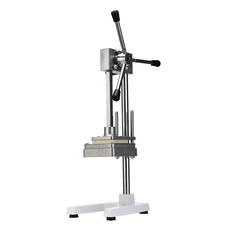 Vertical manual French fries cutter, multi-functional commercial slicer with sausage maker, mobile snack cart, dedicated food processing equipment Specification image