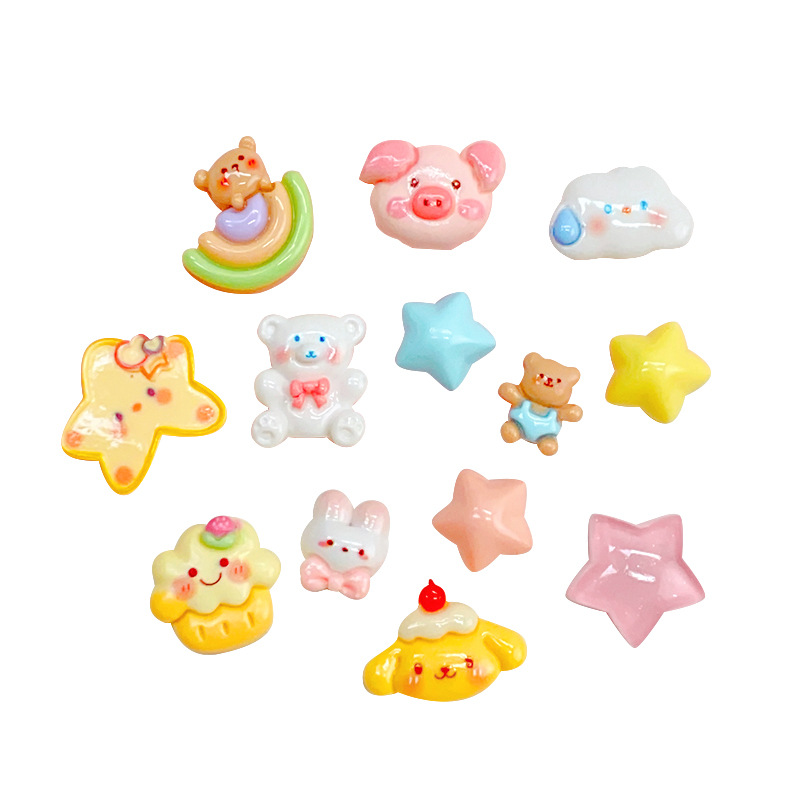 Cartoon Animal Rainbow Cloud Star Resin Accessories Diy Handmade Hairpin Accessories Patch Crocs Decoration Item Picture