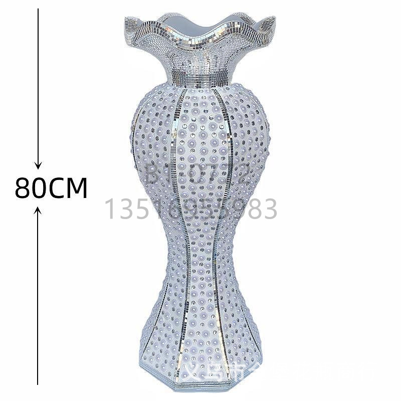Factory wholesale pearl glass flower POTS, flower vases, living room and hotel gift ornaments, floor-standing large vases, lens flower vases, golden castle vases details Picture