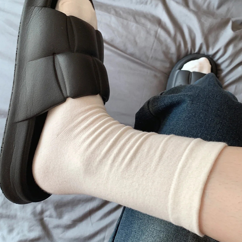 袜子地摊一件代发抖音爆款秋冬季女袜纯色堆堆袜莫兰迪月子袜无骨棉袜女士中筒袜子一件代发