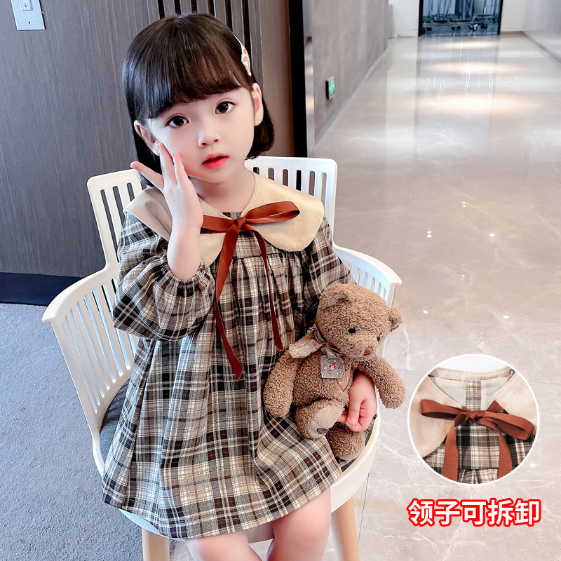 The 2022 new Korean-style checkered dress for fashionable girls is a simple and trendy dress for children. It's a trendy autumn dress for girls Specification image