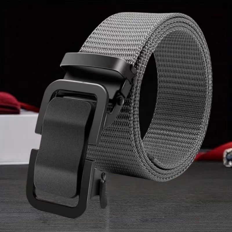 Toothless buckle, customizable belt, military training canvas tactical belt, casual automatic buckle workwear, new student belt for men details Picture