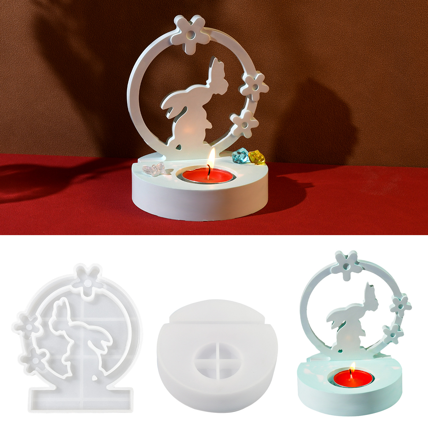 diy epoxy resin mold Butterfly Rabbit three-dimensional scented candle, candlestick, silicone mold, decorative item