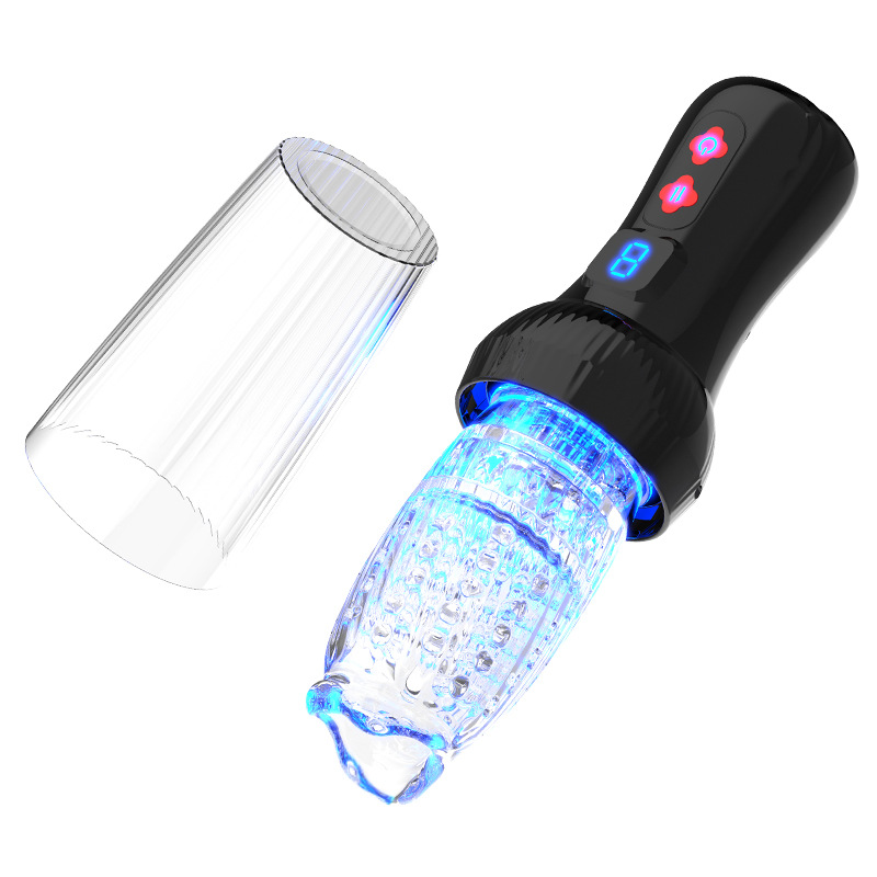 Male masturbation fully automatic rotary telescopic digital display granule airplane cup male exercise device for fun details Picture
