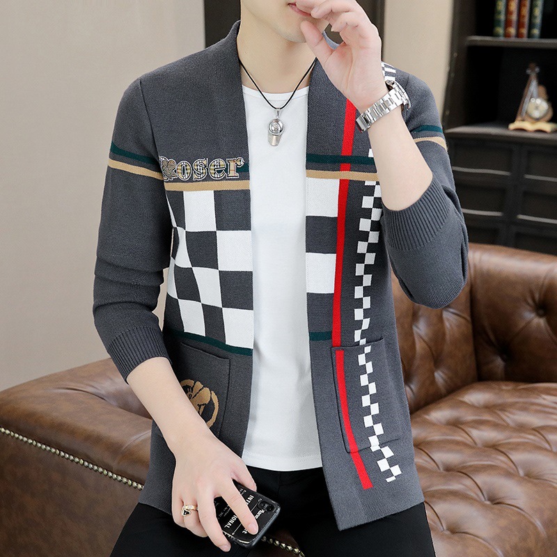 Men's knitted jacket, autumn new style cape, trendy casual with pockets, cardigan, sweater jacket, men's upper garment details Picture