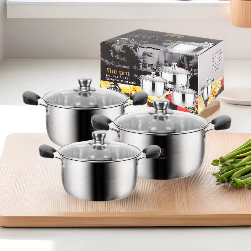 Chaozhou Mutual Hair Cross-Border Foreign Trade Thickened Stainless Steel Pot Set Pot Soup Pot Milk Pot Frying Pan With Kettle Mexico