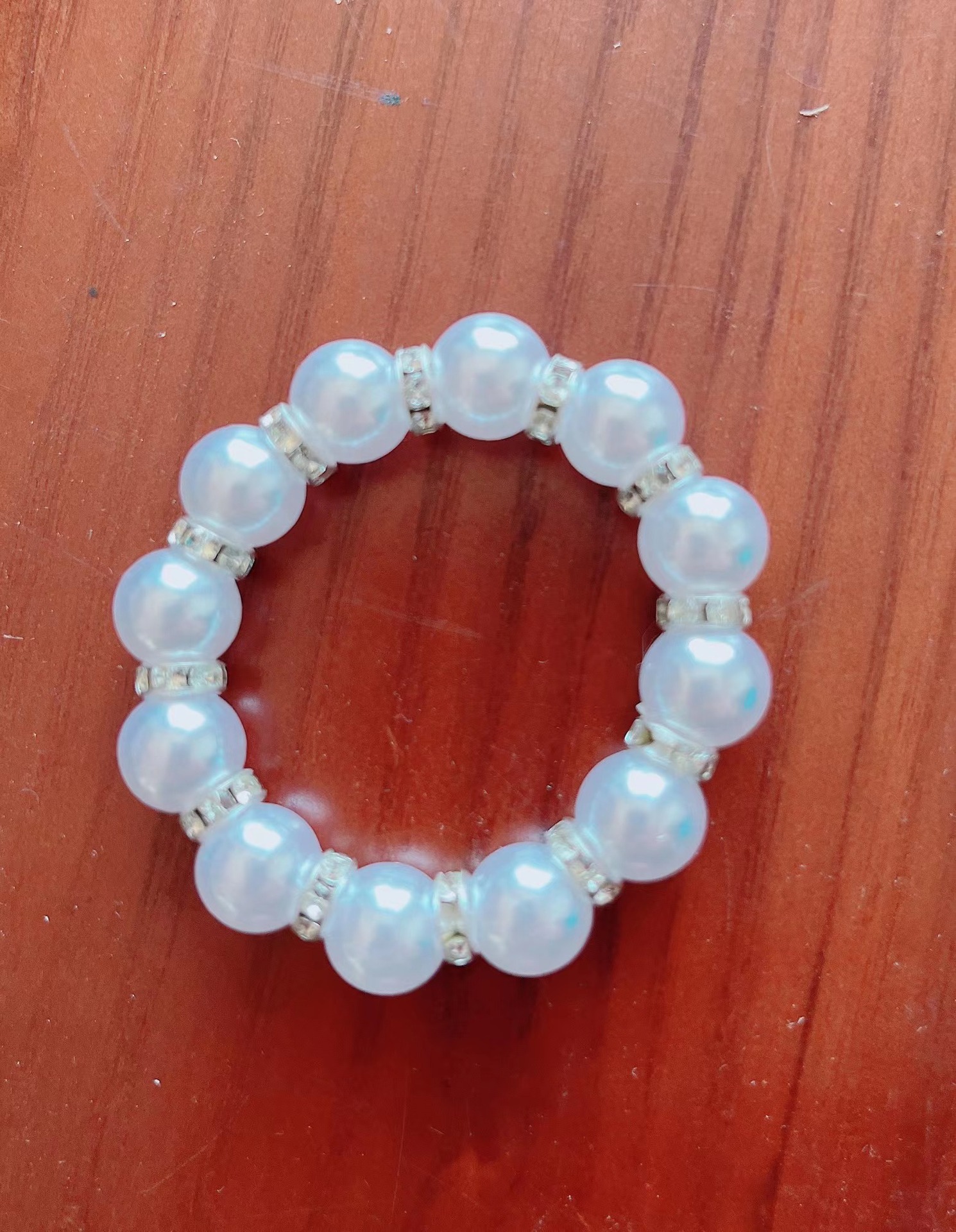 优质高亮珍珠串餐巾扣镶钻大珍珠环婚庆手饰手链餐桌装饰9颗详情4