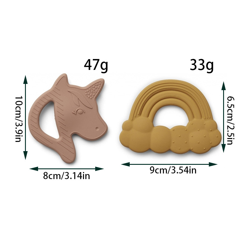 Baby cartoon teether food-grade silicone children's molar stick Baby teether Rainbow Cloud Unicorn details Picture