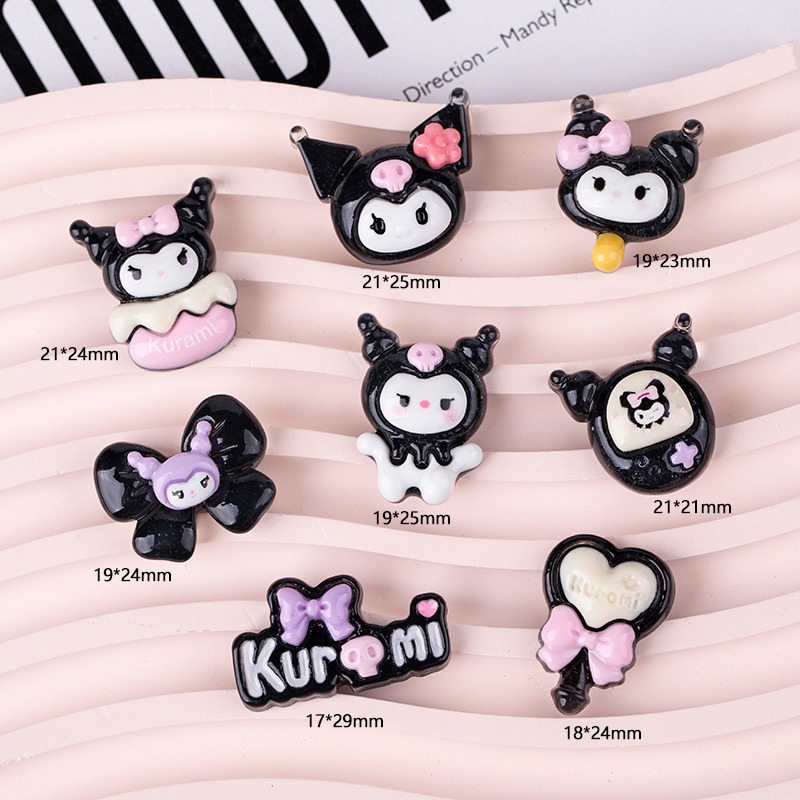 Resin accessory cartoon Kuromi Ice Transparent series handmade diy cream glue phone case patch storage box decoration details Picture
