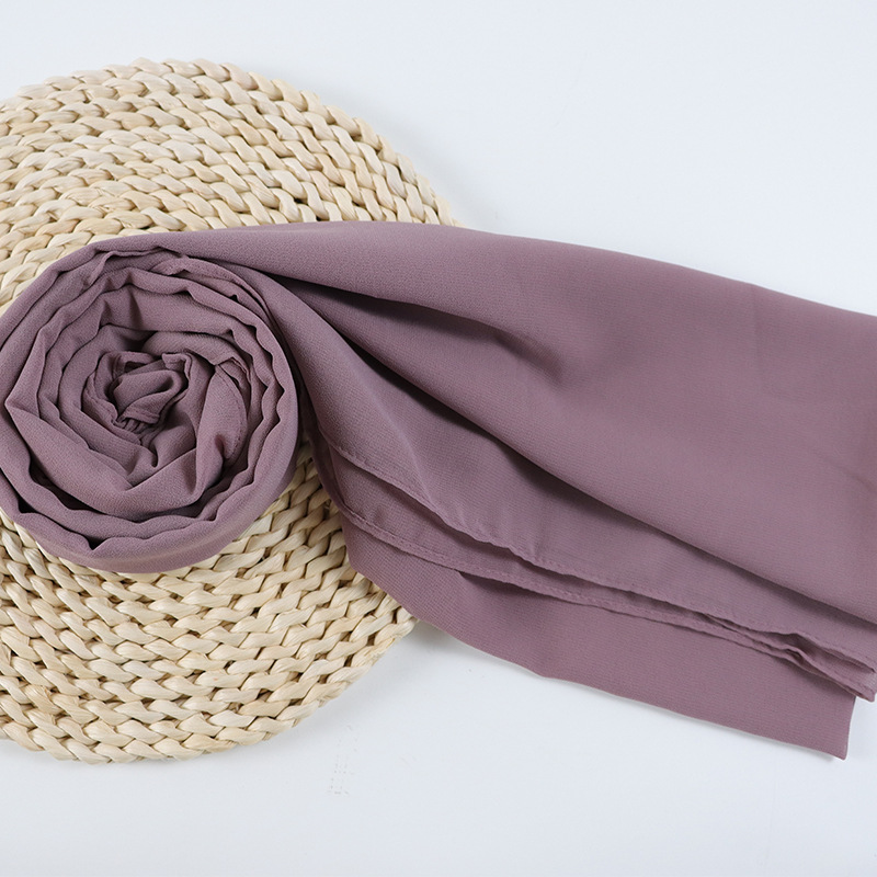 132 Spot Plain Pearl Chiffon Scarf Silk Scarf Malaysian Women 70*180 Basic Headscarf details Picture