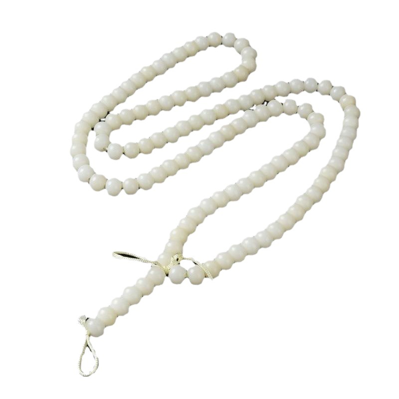 White jade Bodhi Root 108-bead bucket-shaped apple round bead bracelet, wholesale of white jade Bodhi cultural play Buddhist prayer beads and prayer beads bracelets Item Picture