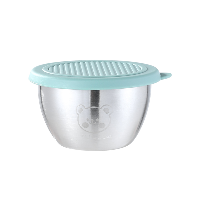 Cross-border mini 304 stainless steel dipping sauce seasoning box, cartoon bear plate with lid, tomato sauce salad dressing cup Item Picture